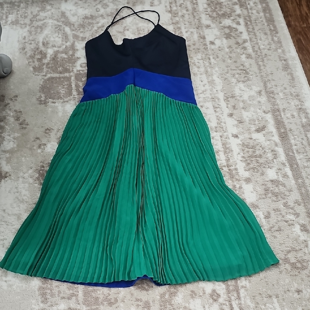Tatget/Cushnie Blue Pleated Halter Midi Dress